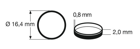 fleischmann 648008 Traction tyre 1 (pcs/stuks/St&uuml;ck) H0. Outer diameter 16,4 mm, width 2 mm.