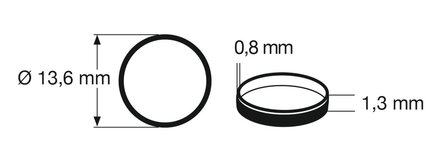fleischmann 648004 Traction tyre 1 (pcs/stuks/St&uuml;ck) H0. Outer diameter 13,6 mm, width 1,3 mm.