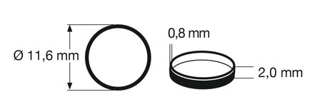 fleischmann 648001 raction tyre 1 (pcs/stuks/St&uuml;ck) , H0. Outer diameter 11,6 mm, width 2 mm