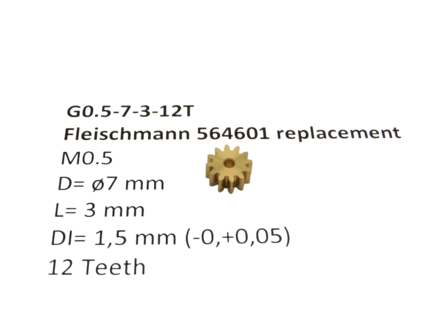 micromotor G0.5-7-3-12T Getriebe voor Fleischmann