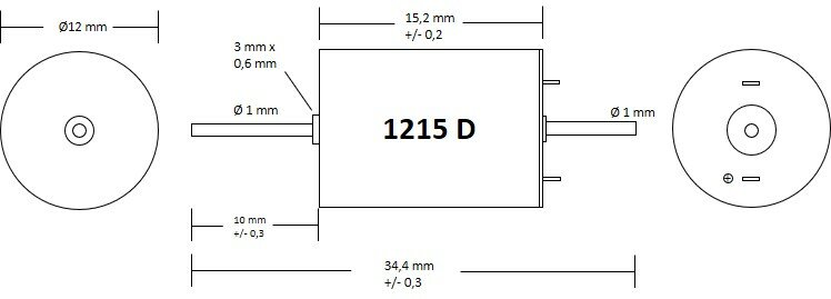 Micromotor 1215D motor 12x15 - double shaft