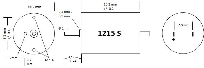 Micromotor 1215S motor 12x15 - single shaft