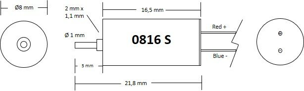 Micromotor 0816S motor 8x16 - single shaft