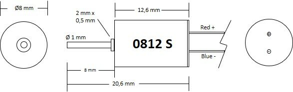 Micromotor 0812S motor 8x12 - single shaft