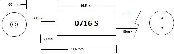 Micromotor 0716S motor 7x16 - single shaft