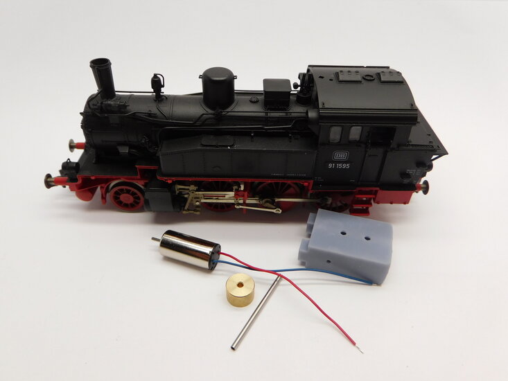 micromotor HF002C motor ombouwset voor Fleischmann BR 91, T 9.3, Edelweiß-Zahnradbahn, SNCB 93, SNCF 130, CFL 3023, ÖBB 691, CSD 335, NS 7501