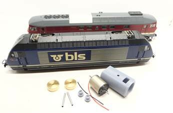 micromotor HR018C motor ombouwset voor Roco BR 101, Ludmilla, BR 130, BR 132, BR 142, BR 143, BR 232, BR 234, Re 460, Re 465, Rh 4010 (Transalpin), ET 85, Renfe E 250, NSB EL 18 Roco Motoren 85086, 85091