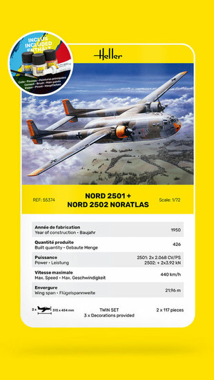Heller 55374 STARTER KIT Nord 2501 + Nord 2502 "NORATLAS" TWINSET Bouwpakket Schaal 1:72