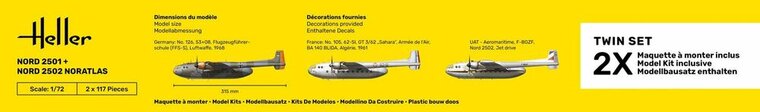 Heller 55374 STARTER KIT Nord 2501 + Nord 2502 "NORATLAS" TWINSET Bouwpakket Schaal 1:72