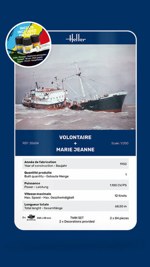 Heller 55604 STARTER KIT VOLONTAIRE + MARIE JEANNE Twinset Bouwpakket Schaal 1:200