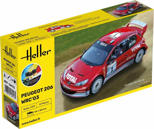 Heller 56113 STARTER KIT Peugeot 206 WRC'03 Bouwpakket Schaal 1:43