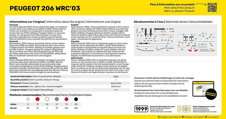 Heller 56113 STARTER KIT Peugeot 206 WRC'03 Bouwpakket Schaal 1:43