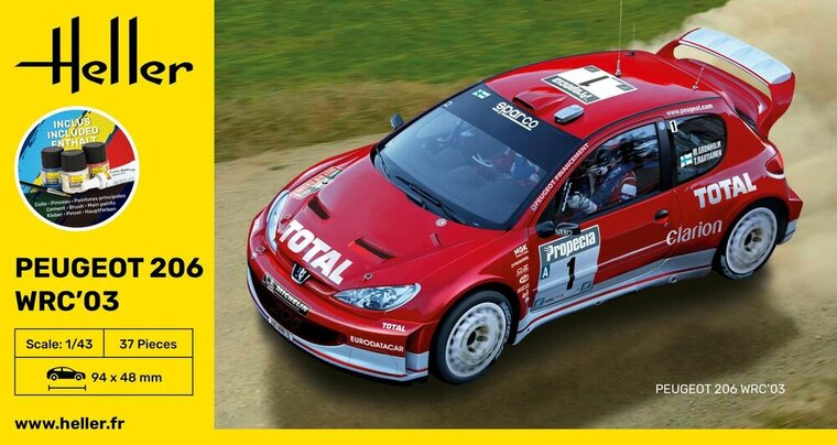 Heller 56113 STARTER KIT Peugeot 206 WRC'03 Bouwpakket Schaal 1:43