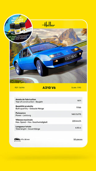 Heller 56146 STARTER KIT Alpine A310 Bouwpakket Schaal 1:43