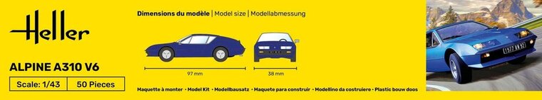Heller 56146 STARTER KIT Alpine A310 Bouwpakket Schaal 1:43