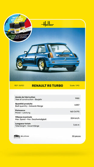 Heller 56150 STARTER KIT Renault R5 Turbo Bouwpakket Schaal 1:43