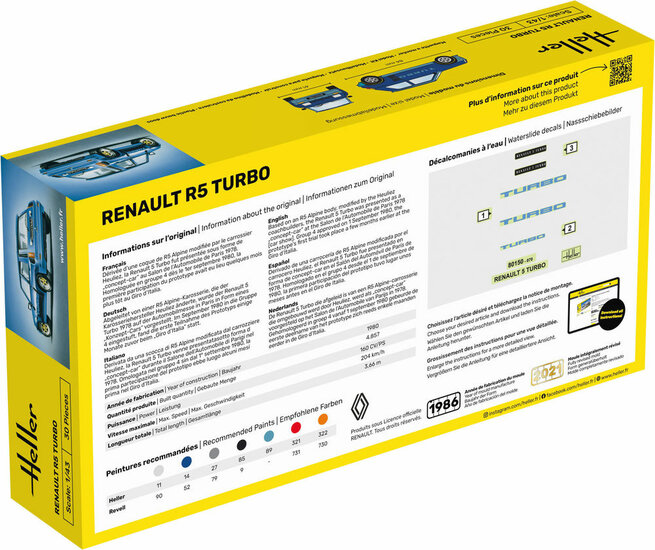 Heller 56150 STARTER KIT Renault R5 Turbo Bouwpakket Schaal 1:43
