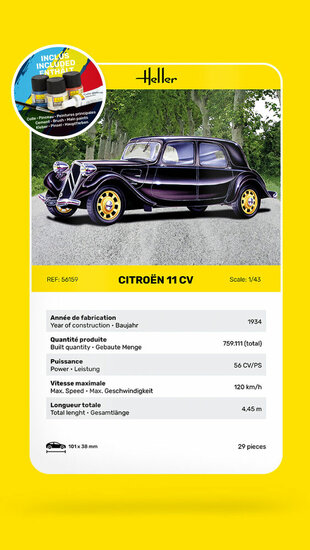 Heller 56159 STARTER KIT Citroen 11 CV Bouwpakket Schaal 1:43