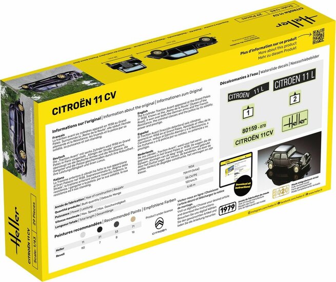 Heller 56159 STARTER KIT Citroen 11 CV Bouwpakket Schaal 1:43