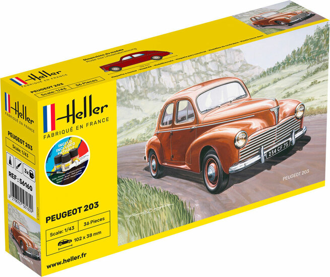 Heller 56160 STARTER KIT Peugeot 203 Bouwpakket Schaal 1:43