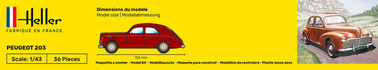 Heller 56160 STARTER KIT Peugeot 203 Bouwpakket Schaal 1:43