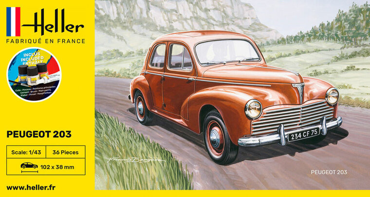 Heller 56160 STARTER KIT Peugeot 203 Bouwpakket Schaal 1:43