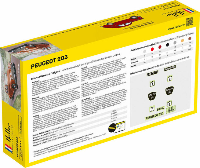 Heller 56160 STARTER KIT Peugeot 203 Bouwpakket Schaal 1:43