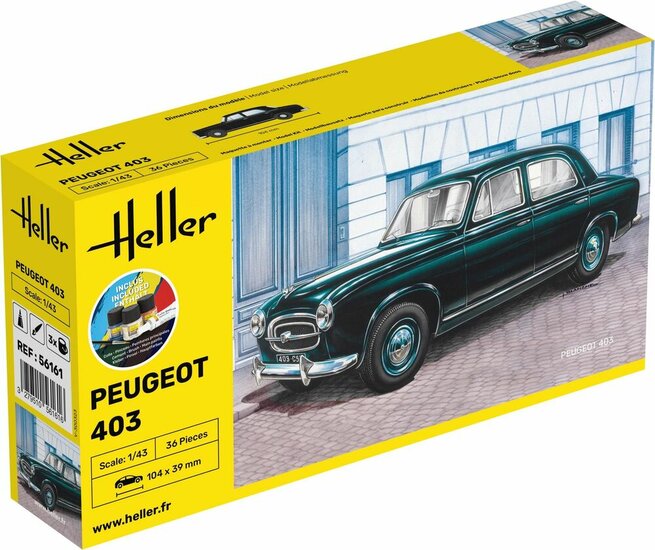 Heller 56161 STARTER KIT Peugeot 403 Bouwpakket Schaal 1:43