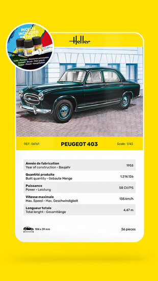Heller 56161 STARTER KIT Peugeot 403 Bouwpakket Schaal 1:43