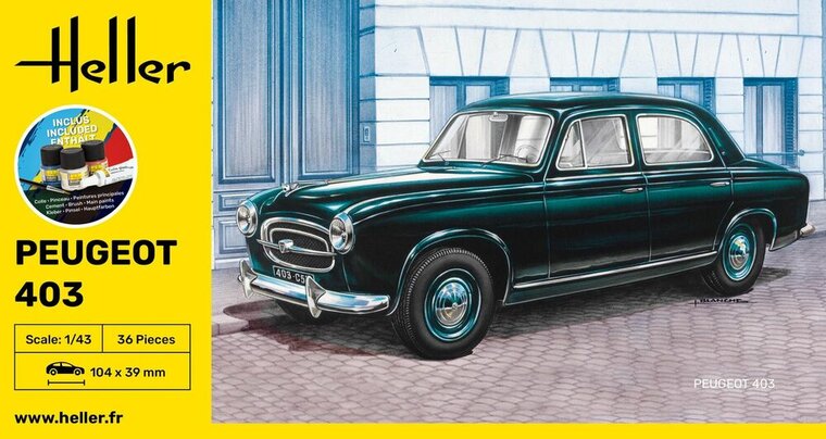Heller 56161 STARTER KIT Peugeot 403 Bouwpakket Schaal 1:43