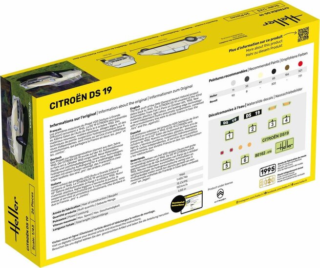 Heller 56162 STARTER KIT Citroen DS 19 Bouwpakket Schaal 1:43