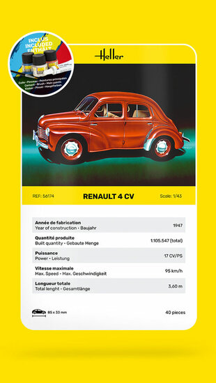 Heller 56174 STARTER KIT Renault 4 CV Bouwpakket Schaal 1:43