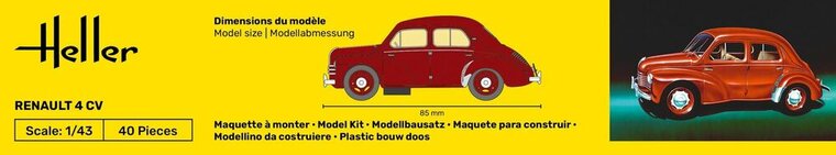 Heller 56174 STARTER KIT Renault 4 CV Bouwpakket Schaal 1:43