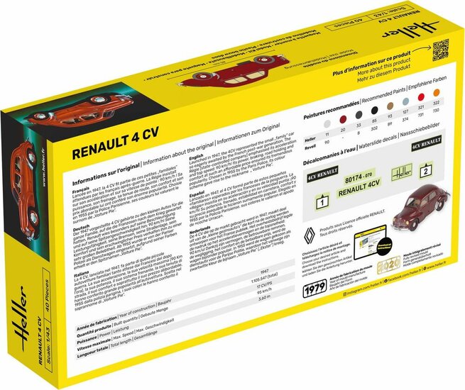 Heller 56174 STARTER KIT Renault 4 CV Bouwpakket Schaal 1:43