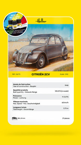 Heller 56175 STARTER KIT Citroen 2 CV Bouwpakket Schaal 1:43