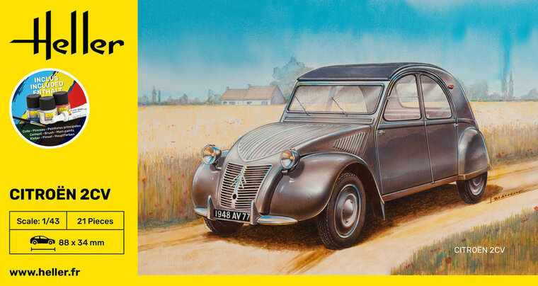 Heller 56175 STARTER KIT Citroen 2 CV Bouwpakket Schaal 1:43