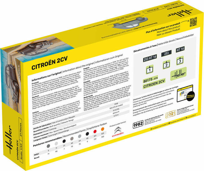 Heller 56175 STARTER KIT Citroen 2 CV Bouwpakket Schaal 1:43