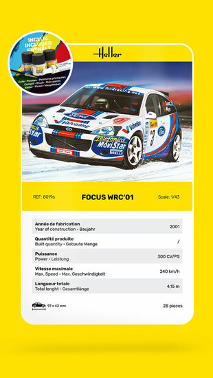 Heller 56196 STARTER KIT Focus WRC'01 Bouwpakket Schaal 1:43