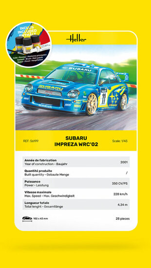 Heller 56199 STARTER KIT Impreza WRC'02 Bouwpakket Schaal 1:43