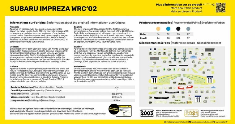 Heller 56199 STARTER KIT Impreza WRC'02 Bouwpakket Schaal 1:43