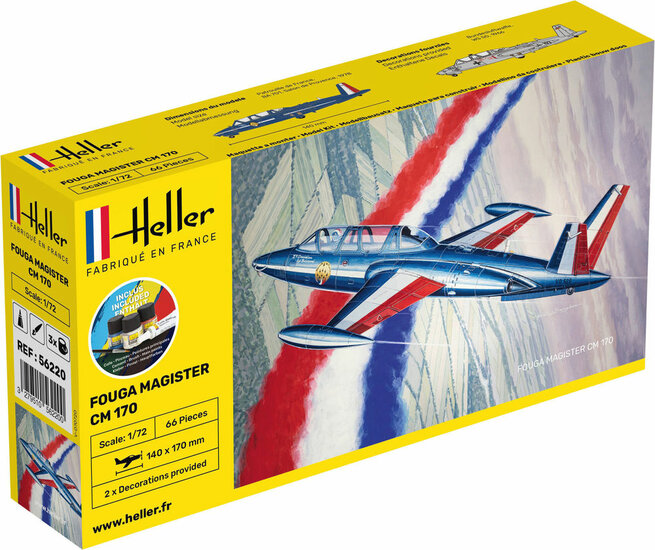 Heller 56220 STARTER KIT Fouga Magister CM 170 Bouwpakket Schaal 1:72