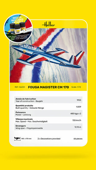 Heller 56220 STARTER KIT Fouga Magister CM 170 Bouwpakket Schaal 1:72