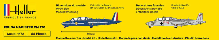 Heller 56220 STARTER KIT Fouga Magister CM 170 Bouwpakket Schaal 1:72