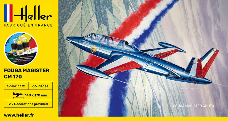 Heller 56220 STARTER KIT Fouga Magister CM 170 Bouwpakket Schaal 1:72