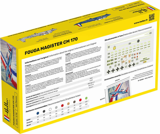 Heller 56220 STARTER KIT Fouga Magister CM 170 Bouwpakket Schaal 1:72