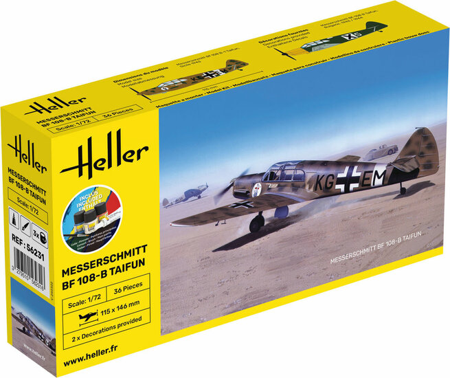 Heller 56231 STARTER KIT Messerschmitt Bf 108 B Taifun Bouwpakket Schaal 1:72