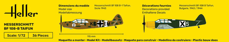 Heller 56231 STARTER KIT Messerschmitt Bf 108 B Taifun Bouwpakket Schaal 1:72