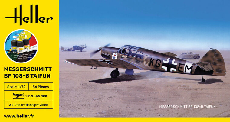 Heller 56231 STARTER KIT Messerschmitt Bf 108 B Taifun Bouwpakket Schaal 1:72