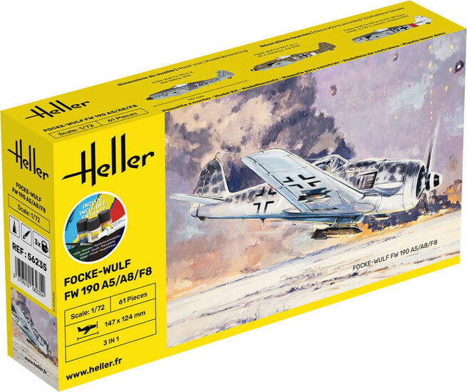 Heller 56235 STARTER KIT FW 190 A5/A8/F8 Bouwpakket Schaal 1:72