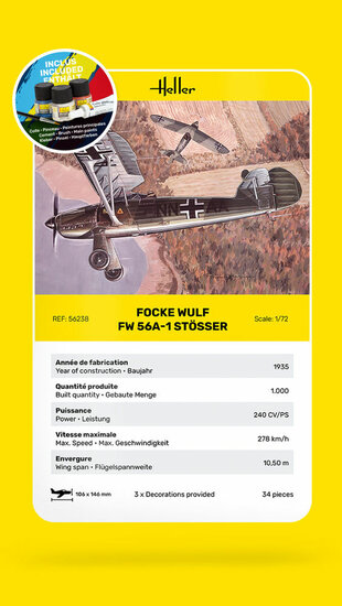 Heller 56238 STARTER KIT Focke Wulf Stosser Bouwpakket Schaal 1:72